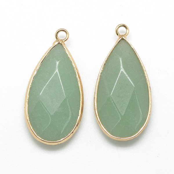 

PandaHall Natural White Jade Pendants, with Golden Tone Brass Findings, Faceted, teardrop, Dyed, Dark Sea Green, 32.5~33x16x6mm, Hole: 2.5mm...