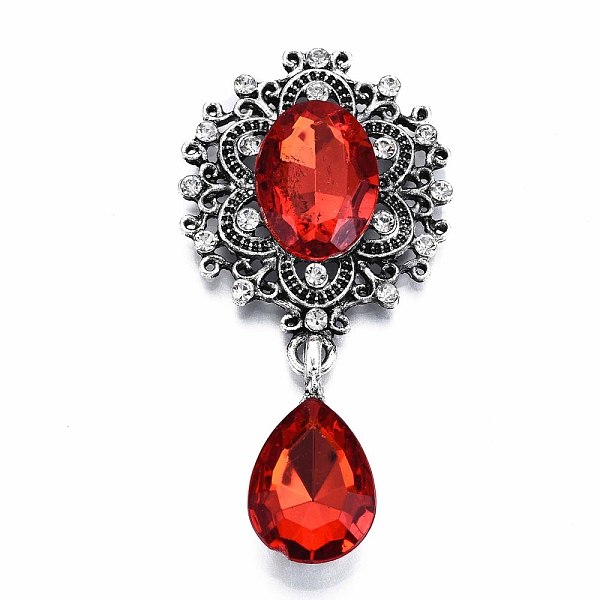 

PandaHall Alloy Flat Back Cabochons, with Acrylic Rhinestones, Oval and Teardrop, Antique Silver, Faceted, Red, 59x29x6mm Acrylic Rhinestone...