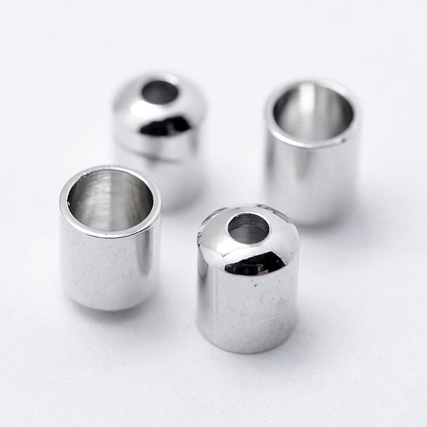 

PandaHall Brass Cord Ends, End Caps, Column, Long-Lasting Plated, Platinum, 5x4mm, Hole: 1mm, 3mm inner diameter Brass