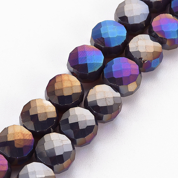

PandaHall Transparent Electroplate Glass Beads Strands, AB Color Plated, Faceted, Flat Round, Gray, 8x5mm, Hole: 1.5mm, about...