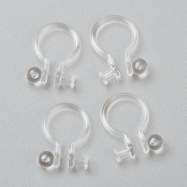 

PandaHall Plastic Clip-on Earring Findings, for Non-pierced Ears, Clear, 12x9x1.2mm, Hole: 0.8mm Plastic Clear