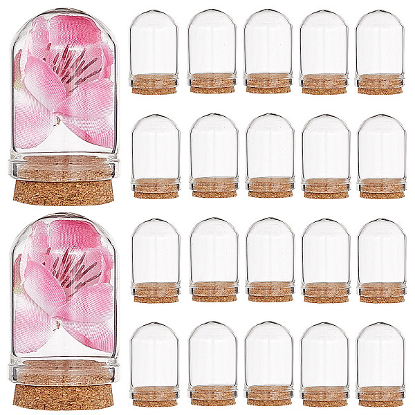 PandaHall CRASPIRE 20Pcs Glass Cloche Dome 1.43Inch Bell Jar Bottles Mini Display Stand Cover with Cork Base Clear Decorative Tabletop...