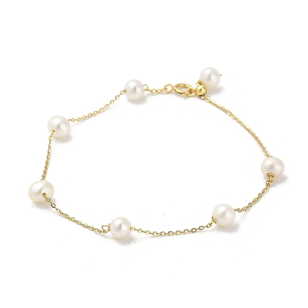 

PandaHall Pearl Bead Bracelets, Real 18K Gold Plated, 7-3/4 inch(19.8cm) Pearl