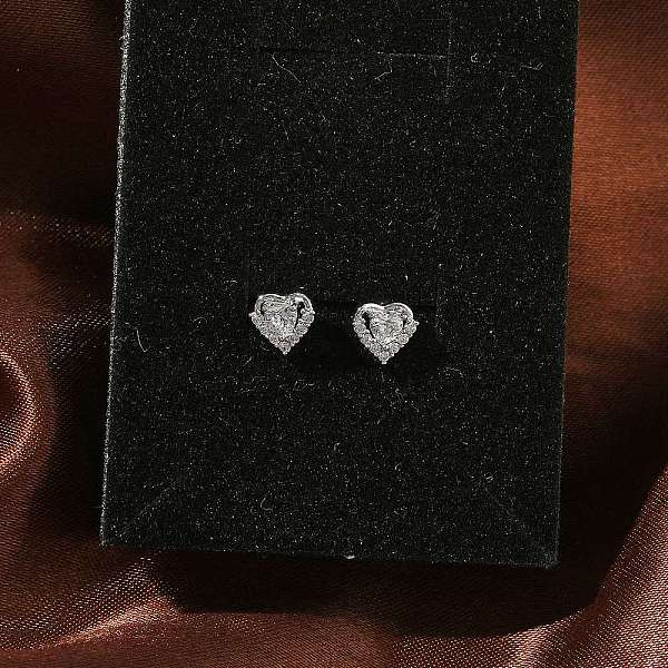 Boucles d'oreilles en laiton avec micro pavé de zircone cubique transparente pour femmes