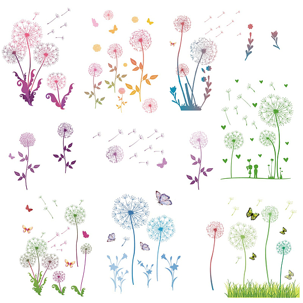 

PandaHall CRASPIRE Dandelion Decals Colorful Plant Stickers Flower Window Stickers Waterproof Removable Vinyl Wall Art for Restroom Bedroom...