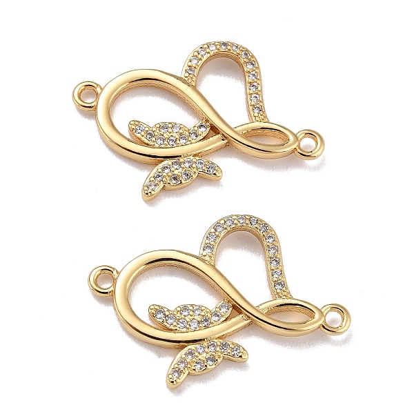 

PandaHall Brass Micro Pave Clear Cubic Zirconia Links Connectors, Infinity with Butterfly, Real 18K Gold Plated, 18x25x2.5mm, Hole: 1.4mm...