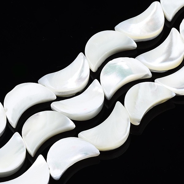 PandaHall Natural Trochid Shell/Trochus Shell Beads Strands, Bleach, Moon, White, 14x8~9x3mm, Hole: 0.8mm, about 39~32pcs/strand, 15.94... PandaHall Natural Trochid Shell/Trochus Shell Beads Strands, Bleach, Moon, White, 14x8~9x3mm, Hole: 0.8mm, about 39~32pcs/strand, 15.94...