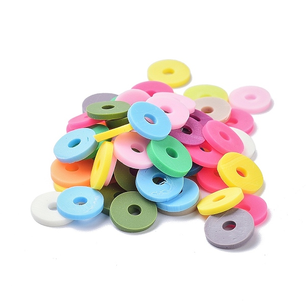 

PandaHall Handmade Polymer Clay Beads, Heishi Beads, Flat Round/Disc, Mixed Color, 8x1mm, Hole: 2mm, about 1400pcs/100g Polymer Clay Disc..., Multicolor