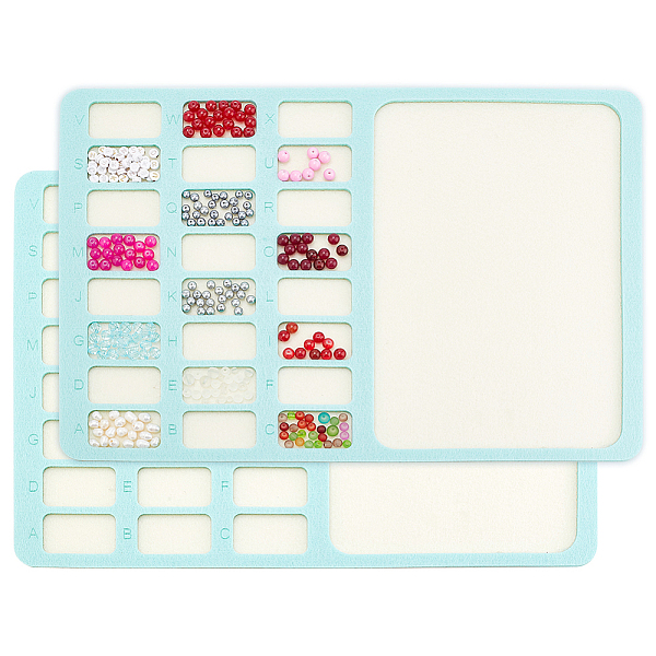 

PandaHall BENECREAT 2Pcs Rectangle Felt Bead Design Boards, Green Felt Beading Mat with A-X 24 Small Grids Beads Tray Bead Pad for Art...