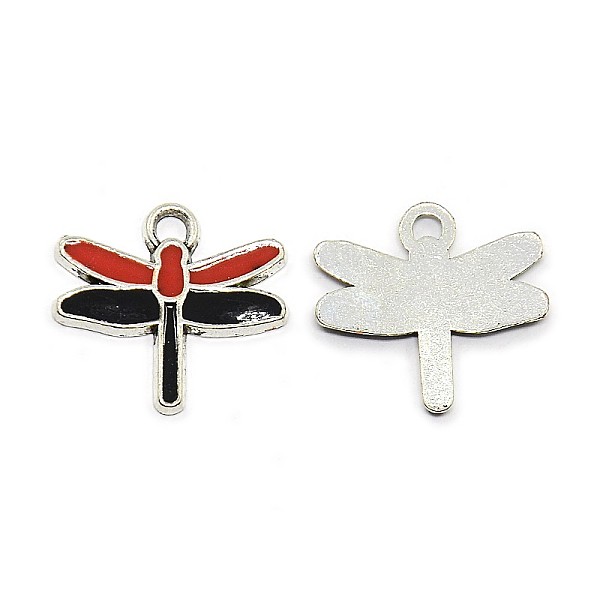 

PandaHall Dragonfly Antique Silver Tone Alloy Enamel Pendants, Black & Brown, 19x20x1.5mm, Hole: 2mm Alloy+Enamel Dragonfly Black