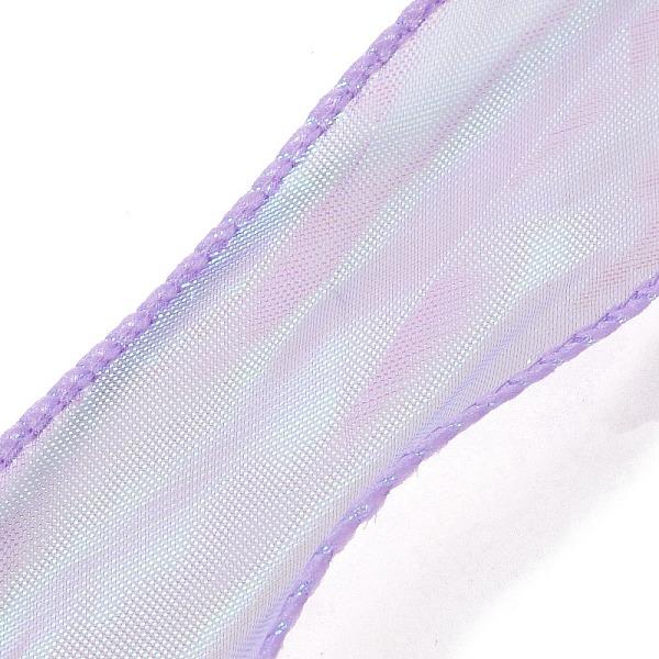 

PandaHall Flat Rainbow Color Nylon Organza Ribbon, Iridescent Ribbon for Bowknot, Flower, Gift Decoration, Lilac, 1-5/8 inch(40mm), about..., Purple