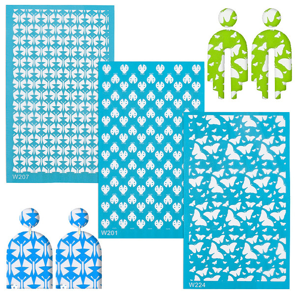 

PandaHall Nylon Impression Mat Mold, Rectangle, Ceramic & Clay Tools, Butterfly Pattern, 14.8x9x0.002cm, 3pcs/set Nylon Butterfly