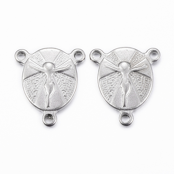 

PandaHall 304 Stainless Steel Chandelier Component Links, 3 Loop Connectors, Oval with Virgin Mary, Rosary Center Pieces, Stainless Steel...