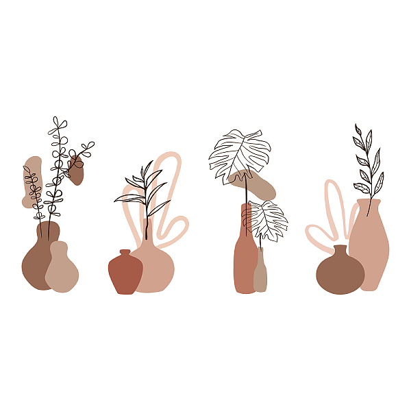 

PandaHall SUPERDANT Bohemian Single Liner Wall Stickers 4pcs Boho Flowers Plant Wall Stickers Botanical Plant Wall Art Stickers Peel and...