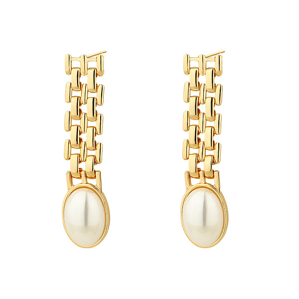 

PandaHall Stainless Steel with Pearl Earrings Stainless Steel Rectangle