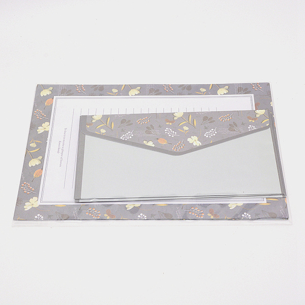 

PandaHall Paper Envelopes & Letter Papers, Floral Pattern, Rectangle, Dark Gray, 8.7~21x14.3~16.5x0.01~0.03cm, 9pcs/set Paper Rectangle