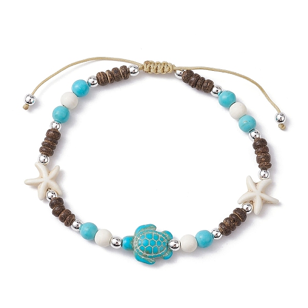 

PandaHall Starfish & Tortoise Synthetic Turquoise Braided Bead Anklets, Nylon Cord Adjustable Bracelets, Turquoise, Inner Diameter..., Green