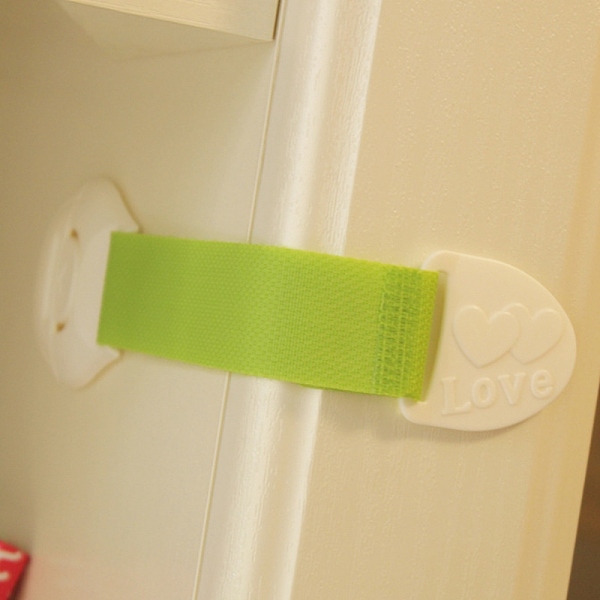 

PandaHall ABS Baby Proofing Child Safety Locks, with Webbing, No Screws, Drawer Clasp, Lime, 210x50mm Plastic Green