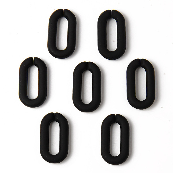 

PandaHall Rubberized Style Acrylic Linking Rings, Quick Link Connectors, For Cable Chains Making, Oval, Black, 20x11x3mm, Inner Diameter...