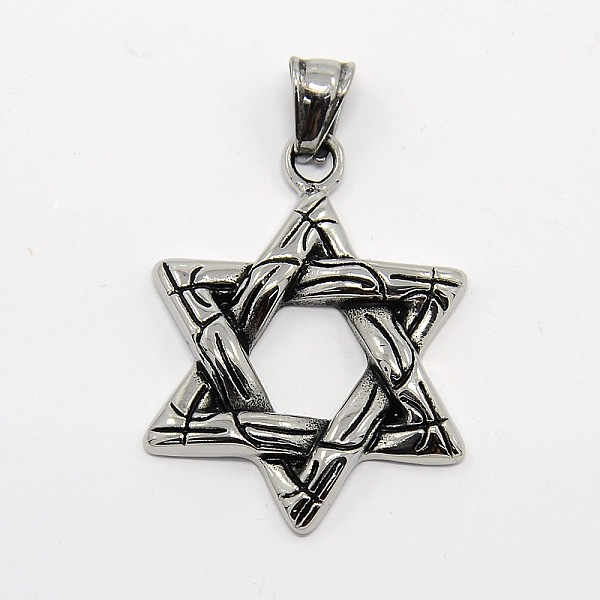 

PandaHall Retro Men's 304 Stainless Steel Star of David Pendants, for Jewish, Antique Silver, 41x30x4mm, Hole: 7x4mm 304 Stainless Steel...