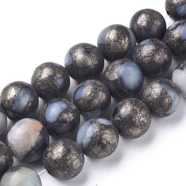 

PandaHall Assembled Synthetic African Pyrite and Flower Amazonite Beads Strands, Round, 8~8.5mm, Hole: 1.4mm, about 49 pcs/Strand, 15.75...