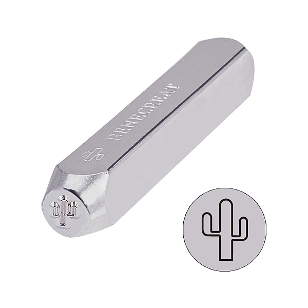 PandaHall BENECREAT 6mm 1/4" Cactus Metal Design Stamps Punch Stamping Tool - Electroplated Hard Carbon Steel Tools to Stamp Punch Metal...