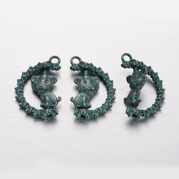 

PandaHall Tibetan Style Alloy Tiger Pendants, Rotatable Pendants, Patina, 26x17x4mm, Hole: 2.5mm Alloy Tiger