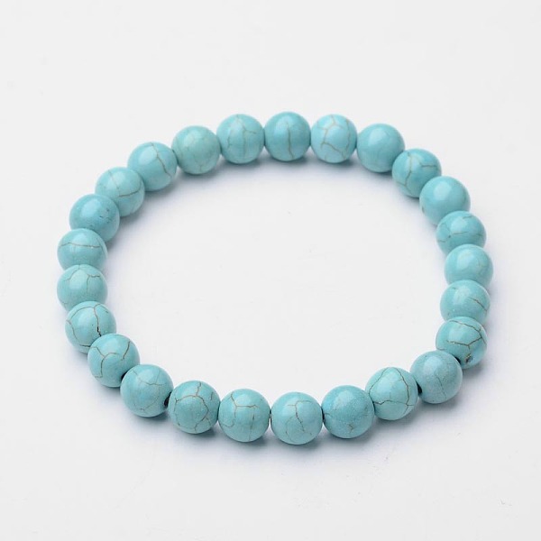 

PandaHall Round Synthetic Turquoise Stretch Bracelets, 52mm Synthetic Turquoise