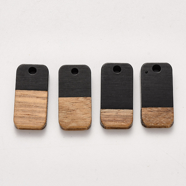 

PandaHall Resin & Walnut Wood Pendants, Waxed, Rectangle, Black, 20.5x10x3~4mm, Hole: 2mm Resin+Wood Rectangle Black