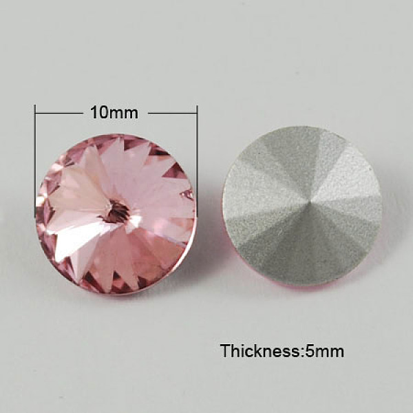 

PandaHall Glass Pointed Back Rhinestone, Rivoli Rhinestone, Back Plated, Cone, Pearl Pink, 10x5mm Glass Rhinestone Cone Pink