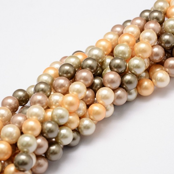 

PandaHall Shell Pearl Bead Strands, Grade A, Round, Mixed Color, 8mm, Hole: 1mm, about 49~52pcs/strand, 16 inch Shell Pearl Round Multicolor