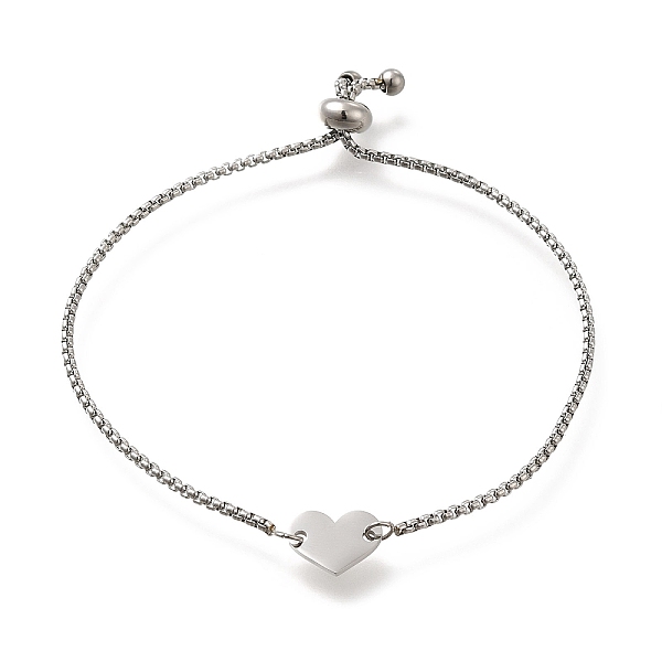 

PandaHall 304 Stainless Steel Box Chain Slider Bracelets, Heart Blank Link Bracelets for Women, Stainless Steel Color, 9-3/4 inch(24.6cm)...