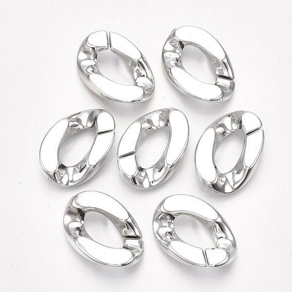 

PandaHall UV Plating ABS Plastic Linking Rings, Quick Link Connectors, For Curb Chains Making, Unwelded, Twist, Platinum, 30x21x6mm, Hole...