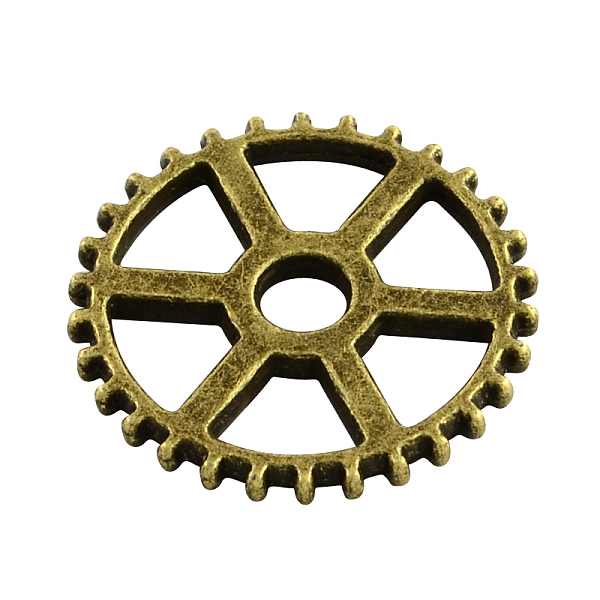 

PandaHall Tibetan Style Alloy Steampunk Pendants, Cadmium Free & Lead Free, Gear, Antique Bronze, 19.5x2mm, Hole: 3.5mm, about 590pcs/1000g...