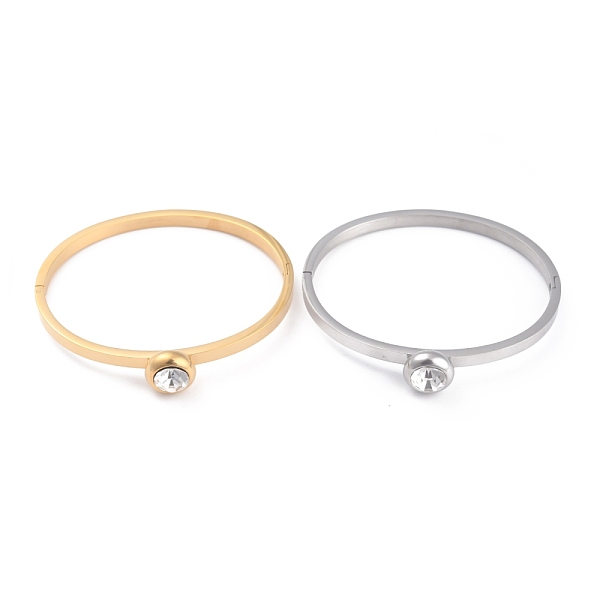 

PandaHall 304 Stainless Steel Bangles, with Crystal Rhinestone, Mixed Color, Inner Diameter: 2-1/4x1-7/8 inch(5.8x4.8cm), 4mm 304 Stainless..., Clear