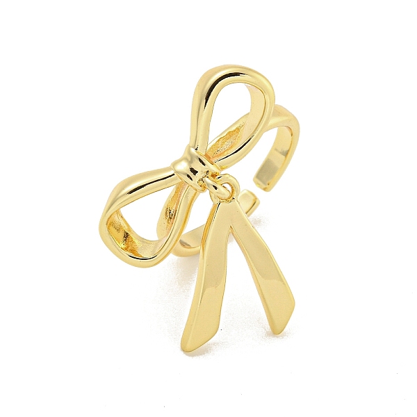 

PandaHall Rack Plated Brass Bowknot Open Cuff Ring for Women, Lead Free & Cadmium Free, Long-Lasting Plated, Real 18K Gold Plated, 28x24.5mm...