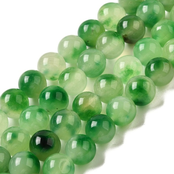 Naturels teints en blanc perles de jade brins