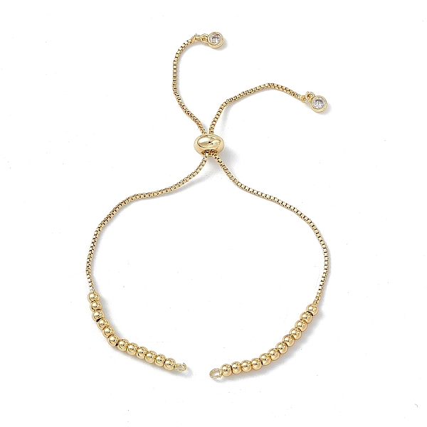 

PandaHall Brass Rhinestone Slider Bracelet Makings, with Box Chain, Real 18K Gold Plated, 10-1/8 inch(25.7cm), Hole: 1.8mm Brass