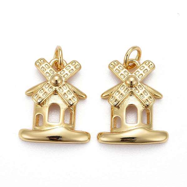 

PandaHall Brass Pendants, Long-Lasting Plated, with Jump Rings, Windmill, Real 18K Gold Plated, 14.5x12x3.5mm, Jump Ring: 4x1mm, Inner...