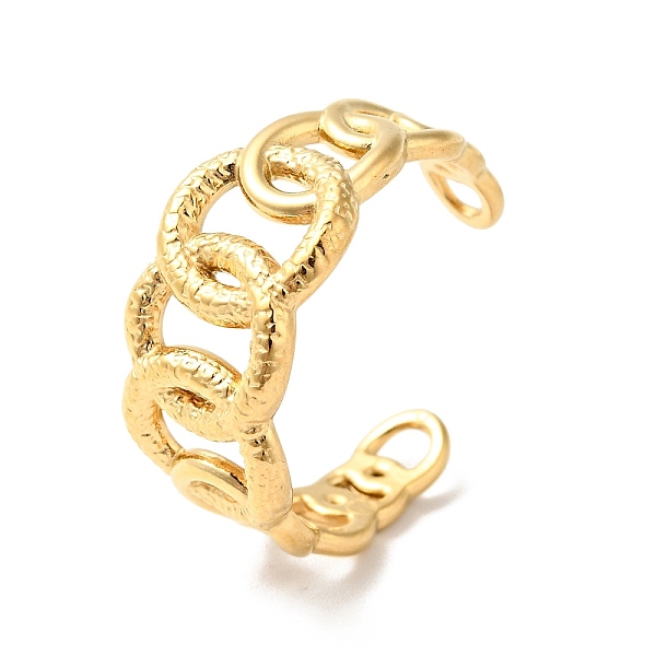 

PandaHall Ion Plating(IP) 304 Stainless Steel Curb Chains Shape Open Cuff Ring, Hollow Ring for Men Women, Golden, US Size 10 1/4(19.9mm)...