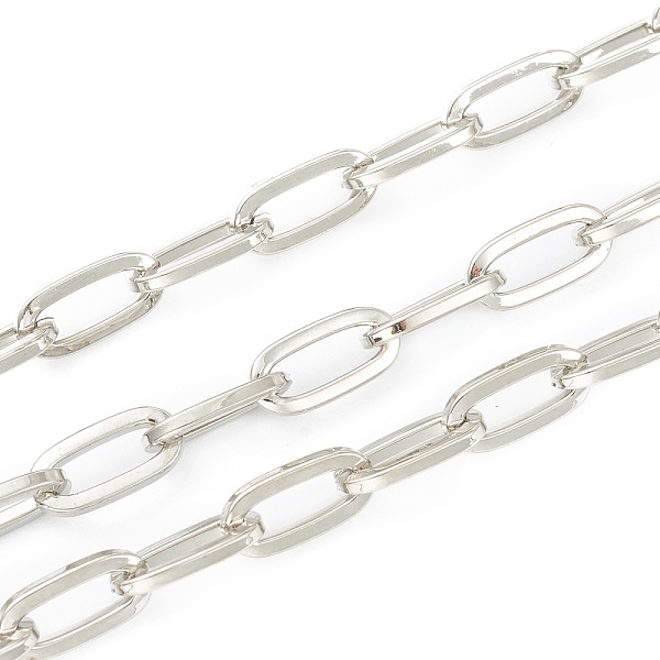 

PandaHall Eco-friendly Spray Painted Handmade Brass Paperclip Chains, Flat Oval, Soldered, with Spool, Gainsboro, 12.5x6.5x1.5mm, 32.8 feet..., Gray