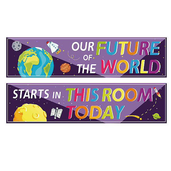 PandaHall CREATCABIN 2Pcs Classroom Banners Motivational Banner Posters Adhesive Stickers Welcome Back Decorations for Teachers Appreciation...
