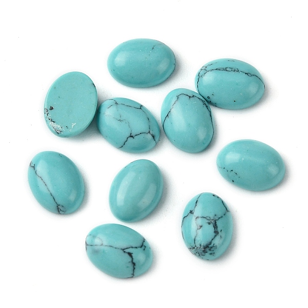 

PandaHall Synthetic Turquoise Cabochons, Oval, 8~8.5x6~6.5x2.5~3.5mm Synthetic Turquoise Oval