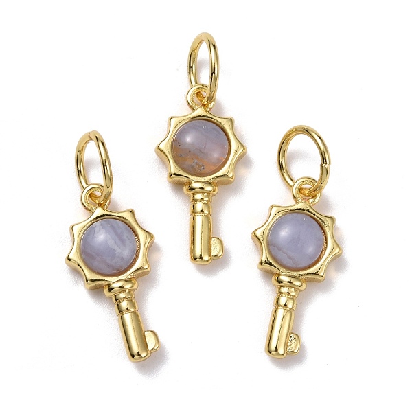 

PandaHall Natural Blue Lace Agate Pendants, with Golden Brass Findings, Key, 20x10x4mm, Hole: 6.2mm Blue Lace Agate Key