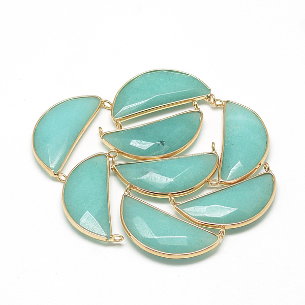 

PandaHall Natural White Jade Pendants, with Brass Findings, Faceted, Dyed, Pea, Golden, Medium Aquamarine, 36x20x6~7mm, Hole: 2mm White Jade..., Green