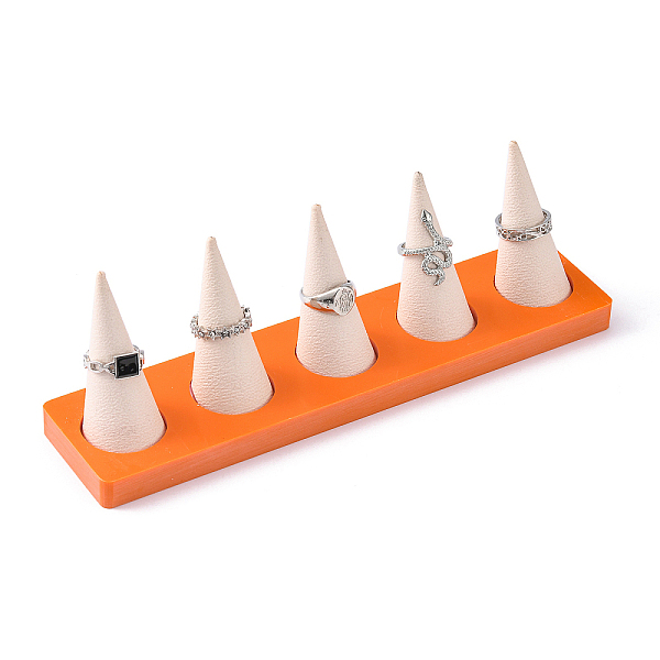 

PandaHall Resin Artificial Marble Ring Finger Display Stands, with 5Pcs PU Leather Finger Shape Holder Showcase, Antique White...