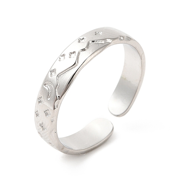 

PandaHall 304 Stainless Steel Moon & Star Open Cuff Ring for Women, Stainless Steel Color, US Size 6 3/4(17.1mm) 304 Stainless Steel