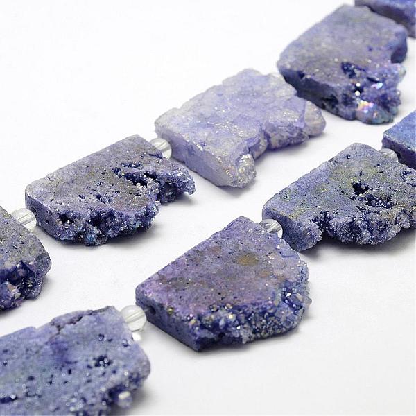

PandaHall Electroplated Natural Druzy Crystal Beads Strands, Flat Slab Beads, Nuggets, Dyed, Rainbow Plated, 35~37x23~42x8~9mm, Hole...