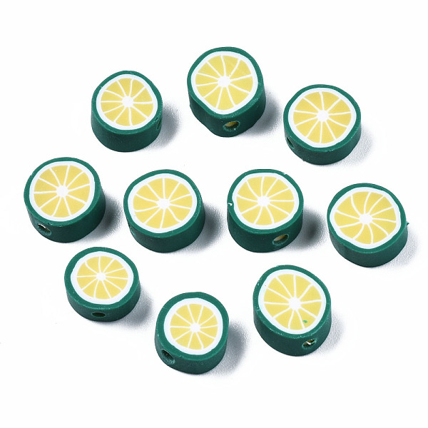 

PandaHall Handmade Polymer Clay Beads, Pomelo, Dark Green, 8~10x4mm, Hole: 1.2~1.5mm Polymer Clay Fruit