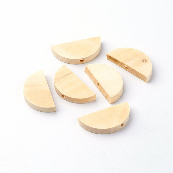 

PandaHall Unfinished Wood Beads, Natural Wooden Loose Beads Spacer Beads, Flat Half Round, PapayaWhip, 15x30x5mm, Hole: 2mm Schima Wood Half..., Orange
